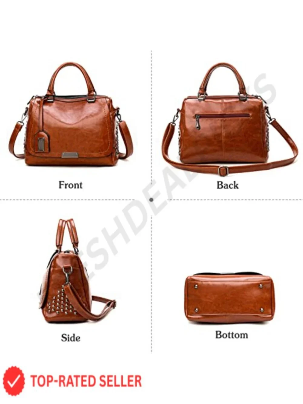 Retro PU Leather Satchel Crossbody Bag Women's Top Handle Shoulder Bag Work